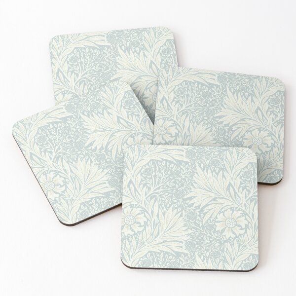 Multi Patterned Leaves in Blues Greys Greens Set of 4 Coasters 