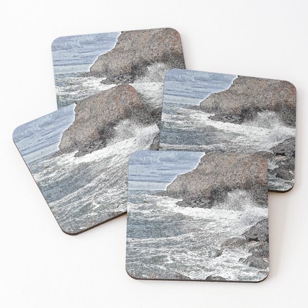 Item preview, Whitby windy waves onshore, pendrawing plus paint effects designed and sold by paulboizot.