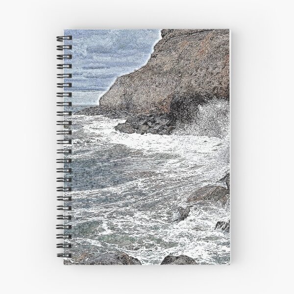 Item preview, Whitby windy waves onshore, pendrawing plus paint effects designed and sold by paulboizot.