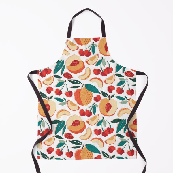 Item preview, Sweet as a peach pretty as a cherry // white background geometric paper cut peaches and cherries designed and sold by SelmaCardoso.