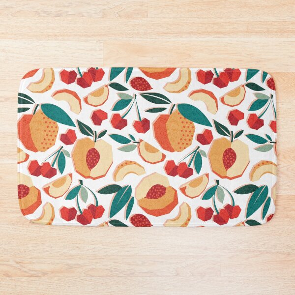 Item preview, Sweet as a peach pretty as a cherry // white background geometric paper cut peaches and cherries designed and sold by SelmaCardoso.