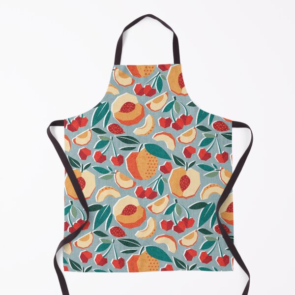 Item preview, Sweet as a peach pretty as a cherry // duck egg blue background geometric paper cut peaches and cherries designed and sold by SelmaCardoso.