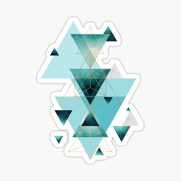 Artikel-Vorschau von Geometrische Dreieckszusammenstellung in Blaugrün, Aquamarin und Roségold, designt und verkauft von UrbanEpiphany.