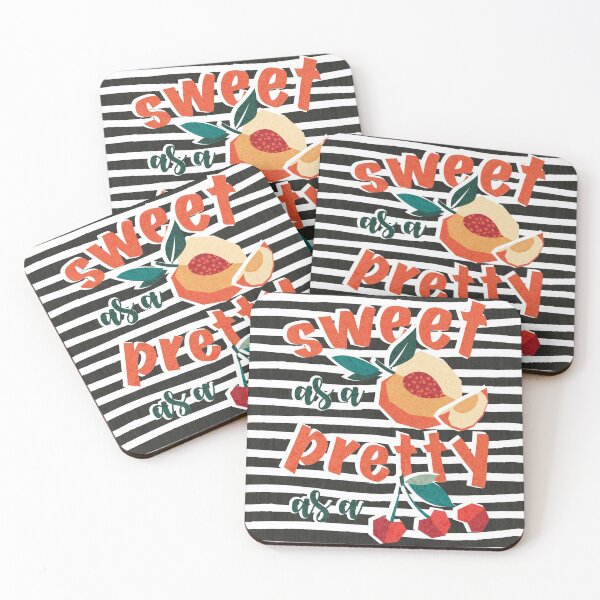 Item preview, Sweet as a peach pretty as a cherry // black and white stripes background geometric paper cut peaches and cherries designed and sold by SelmaCardoso.