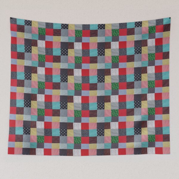Item preview, unique and quirky vintage fabric colorful cottagecore patchwork  designed and sold by pollywolly.