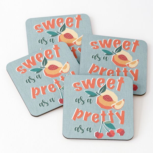 Item preview, Sweet as a peach pretty as a cherry // duck egg blue background geometric paper cut peaches and cherries designed and sold by SelmaCardoso.