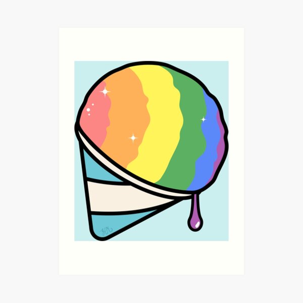 Cute Rainbow Snow Cone Art Print For Sale By Kai Tea Art Redbubble