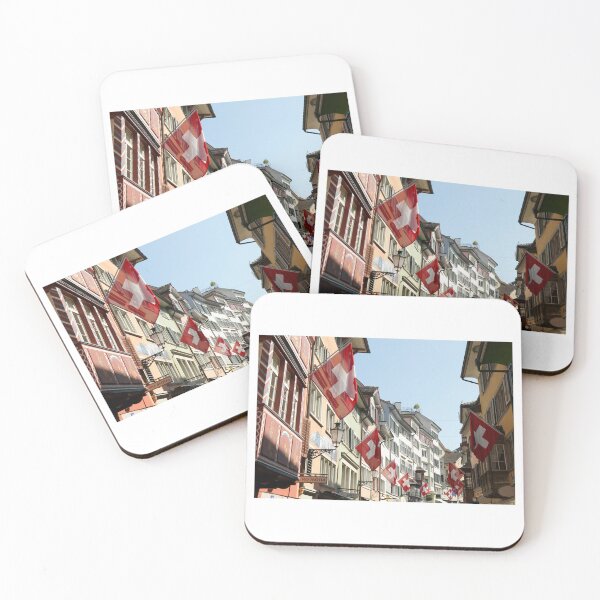 Item preview, Swiss Town With Swiss Flags Photo. designed and sold by Fiftyandfab.