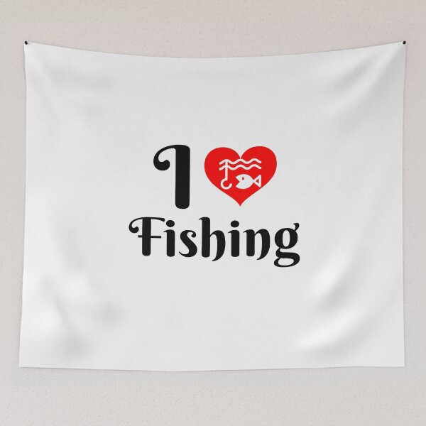 Item preview, I Love Fishing Red Heart Fish Hook Black Font Funny designed and sold by HppyStrngHelthy.