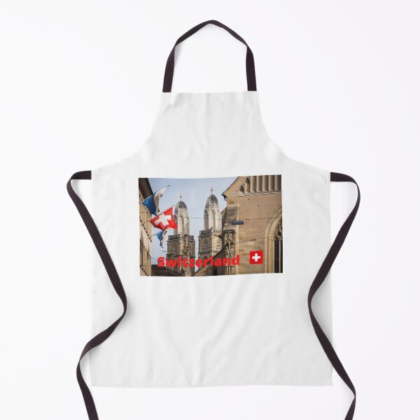 Item preview, Fraumünster And Grossmünster In Zürich, Switzerland With Swiss Flag. designed and sold by Fiftyandfab.