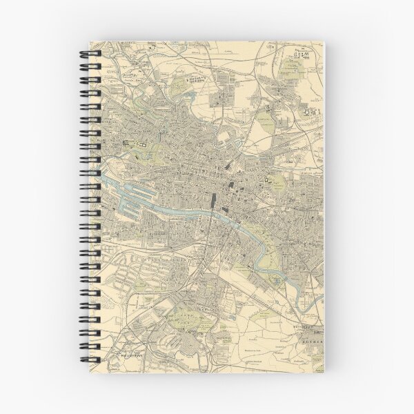 Item preview, Old Glasgow Scotland Map (1912) Vintage Glaschu Scottish City & Street Atlas designed and sold by BravuraMedia.