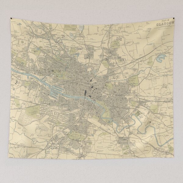 Item preview, Old Glasgow Scotland Map (1912) Vintage Glaschu Scottish City & Street Atlas designed and sold by BravuraMedia.