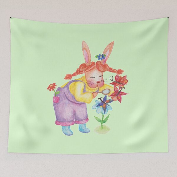 Item preview, Watercolor bunny with flowers designed and sold by KaterynaAndArt.