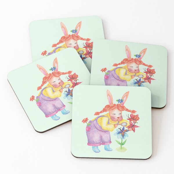 Item preview, Watercolor bunny with flowers designed and sold by KaterynaAndArt.