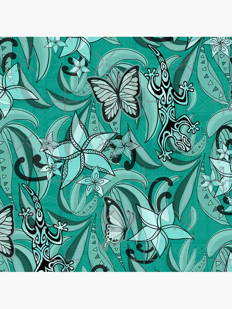 Teal Coral Abstract Pattern Vinyl