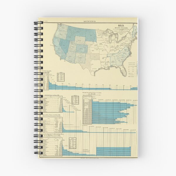 Item preview, Old US Gold Mining Map (1883) Vintage American Precious Metals Mines Atlas designed and sold by BravuraMedia.