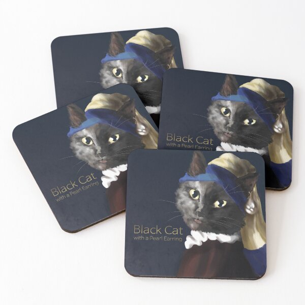 Item preview, Black Cat with a Pearl Earring designed and sold by slapstickatique.