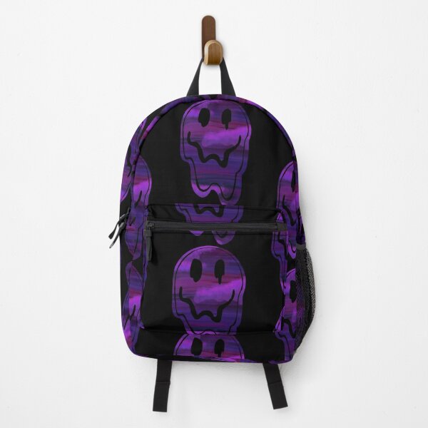 Pastel Purple Dripping Smiley Backpack by artbylamia