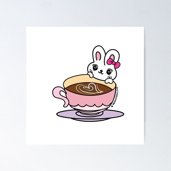 Aperçu de l'œuvre une tasse de café avec un lapin kawaii créée et vendue par princessmi-com.