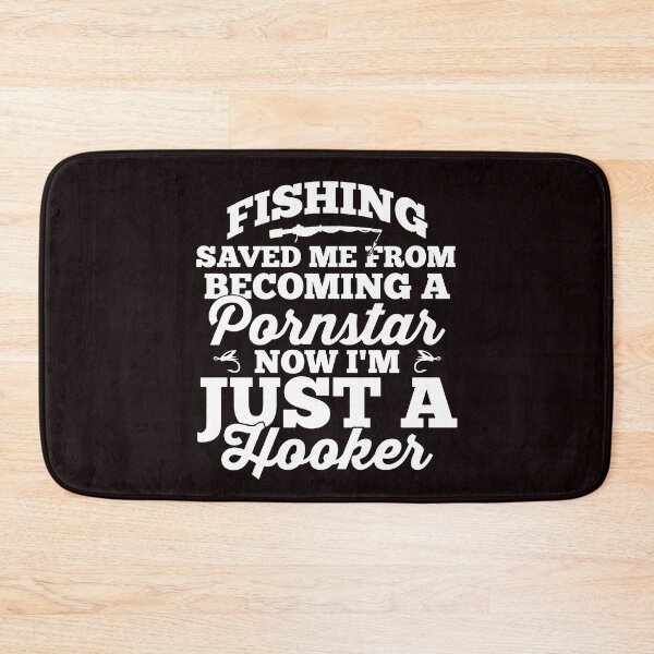 Item preview, Fishing Save Me From Becoming A Pornstar - Wording Text Slogan with Fishing Rod WHite designed and sold by WearWolfDesigns.
