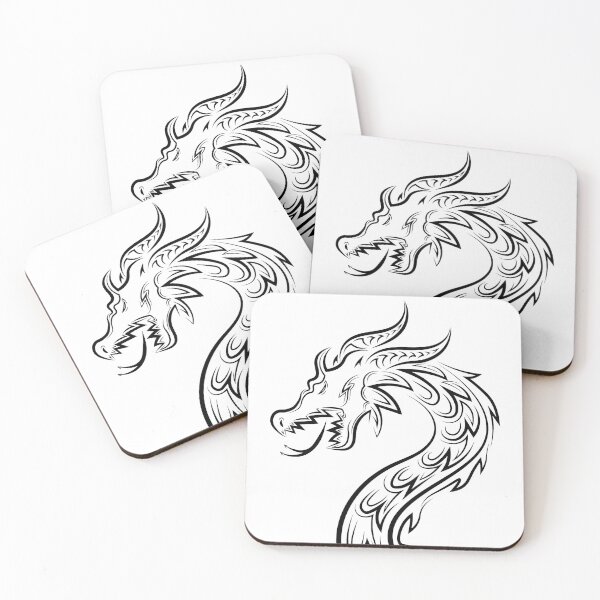 Item preview, Ancient Dragon Head (Black on White) designed and sold by 11thIdeaDesigns.