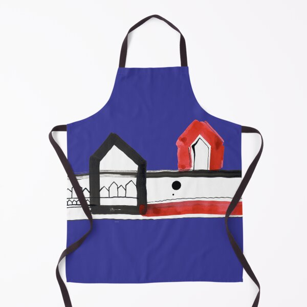 Item preview, Red, Black Houses No.: 03 on Deep Blue Board "Paper Drawings/Paintings" designed and sold by Istvan Ocztos.