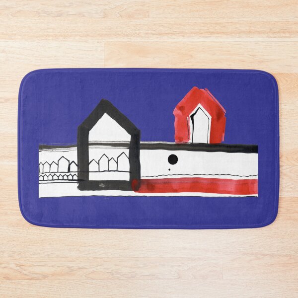 Item preview, Red, Black Houses No.: 03 on Deep Blue Board "Paper Drawings/Paintings"  designed and sold by Istvan Ocztos.
