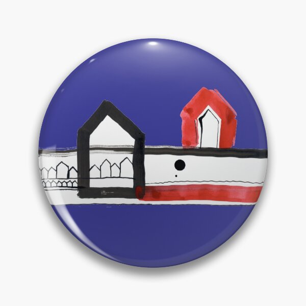 Item preview, Red, Black Houses No.: 03 on Deep Blue Board "Paper Drawings/Paintings"  designed and sold by Istvan Ocztos.