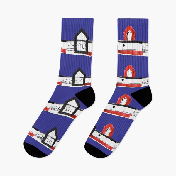 Item preview, Red, Black Houses No.: 03 on Deep Blue Board "Paper Drawings/Paintings"  designed and sold by Istvan Ocztos.