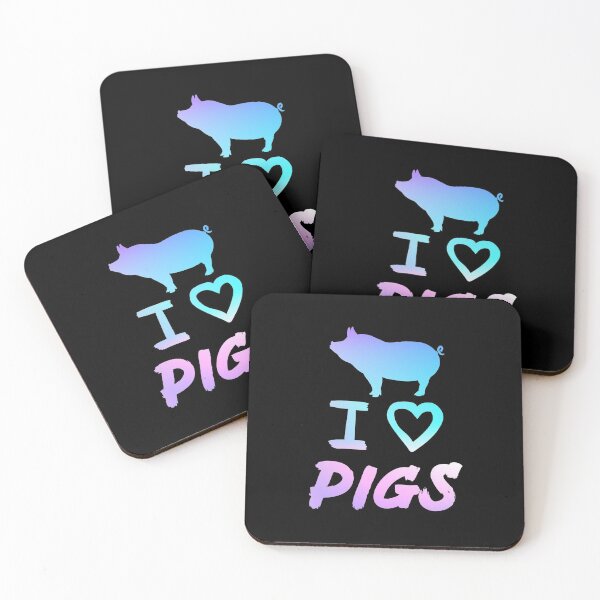 Item preview, I Love Pigs, Blue and Purple Pig  designed and sold by Mochi-Merch.
