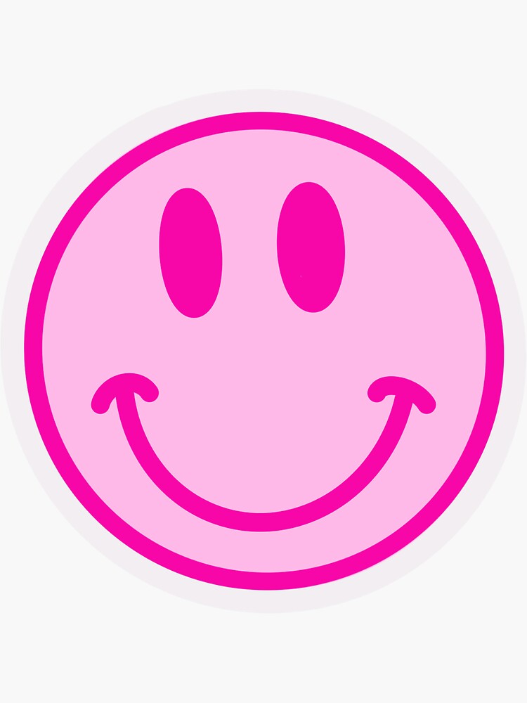 Pink Smiley Sticker for Sale by Lizcmclean