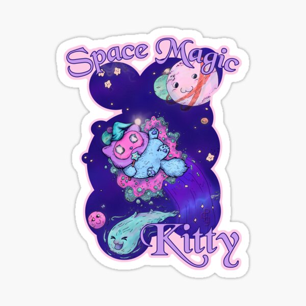 Space Magic Kitty (Yellow) Sticker