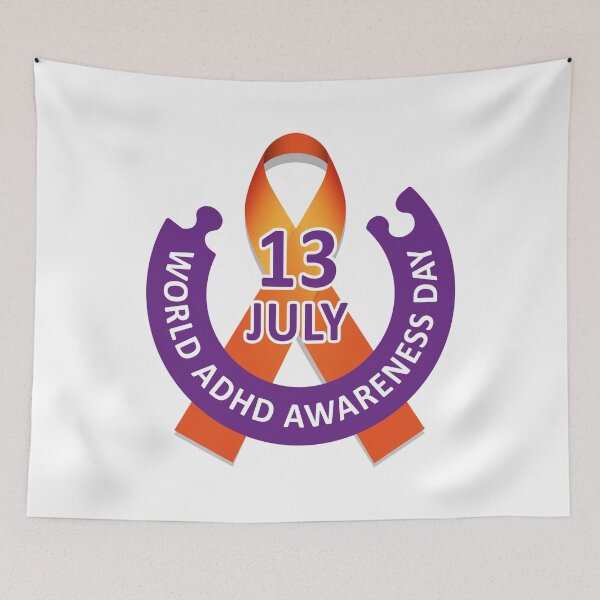 Item preview, World TDHA Awareness Day icon symbol, orange ribbon. Ideal for educational and informational materials designed and sold by LucianoCosmo.
