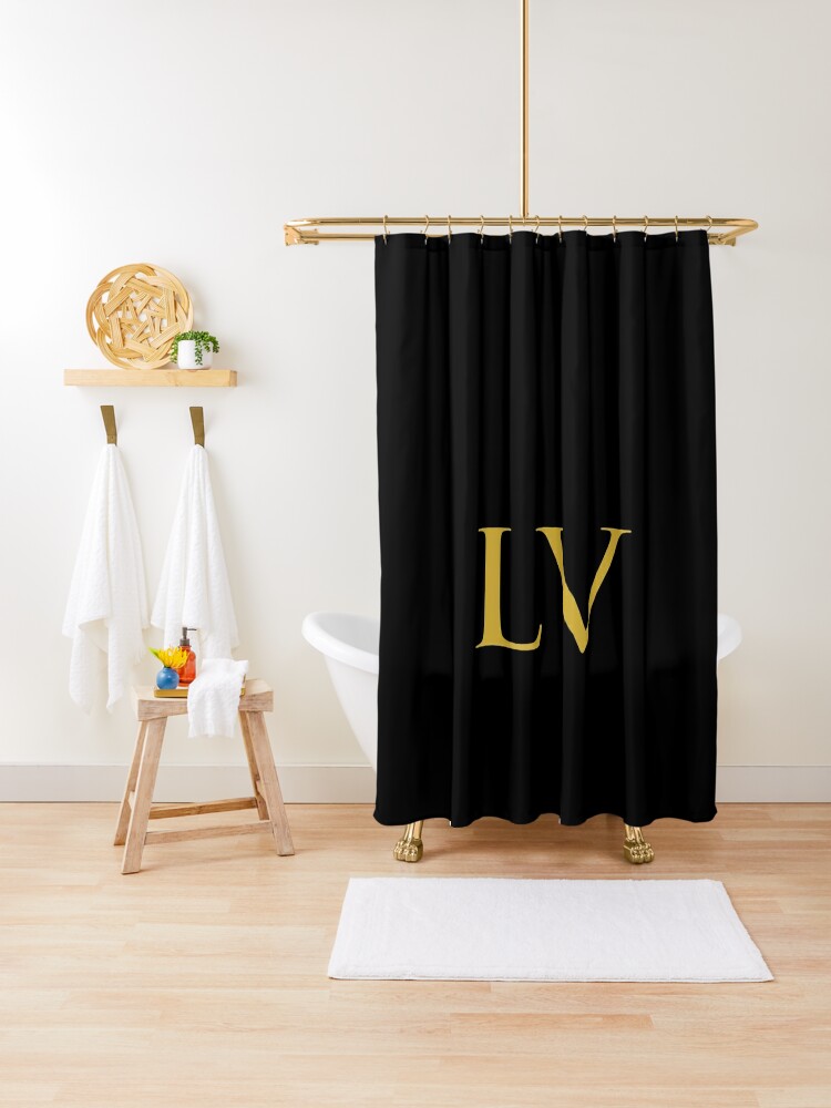 Louis Vuitton Big Logo Monogram In Grey Bathroom Set With Shower Curtain