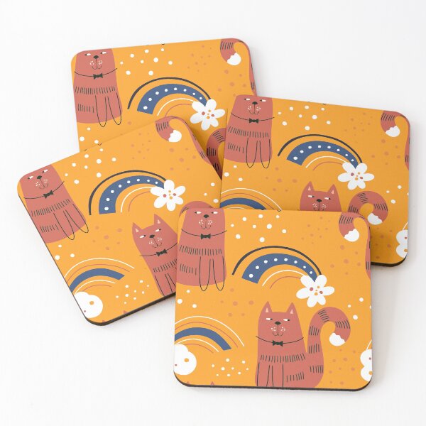 Item preview, Cute Cats on yellow Pattern design for apparel and beddings designed and sold by Sunnyhova.