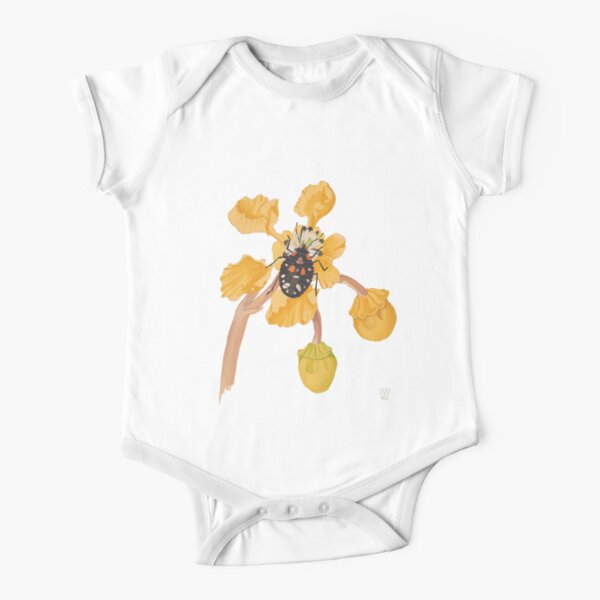 Red Spotted Insect on Blossom Short Sleeve Baby One-Piece
