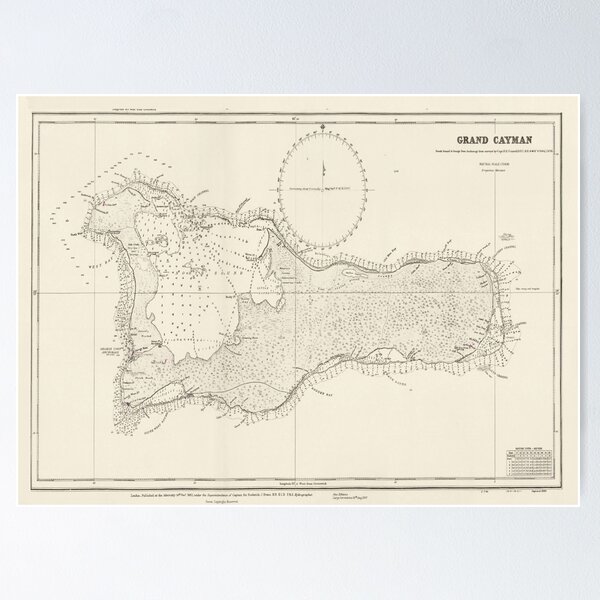 Old Grand Cayman Island store Map (1836) Vintage Caribbean Isle Atlas Shower Curtains