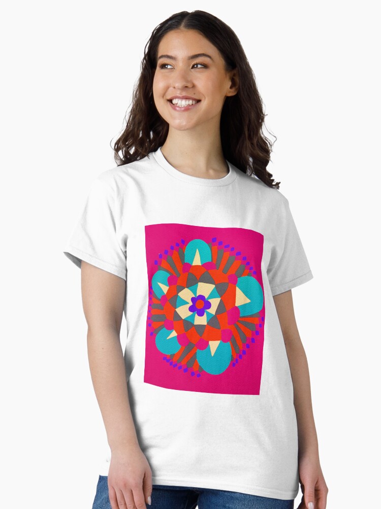 Thumbnail 2 of 7, Classic T-Shirt, Flower Molecule - Hand Drawn Abstract Art designed and sold by OneDayArt.