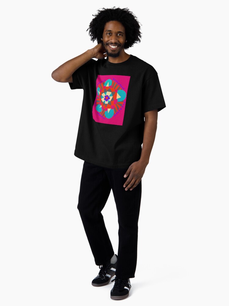 Thumbnail 4 of 7, Oversized T-Shirt, Flower Molecule - Hand Drawn Abstract Art designed and sold by OneDayArt.