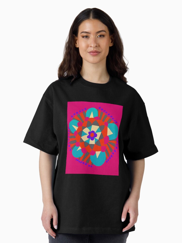 Thumbnail 2 of 7, Oversized T-Shirt, Flower Molecule - Hand Drawn Abstract Art designed and sold by OneDayArt.