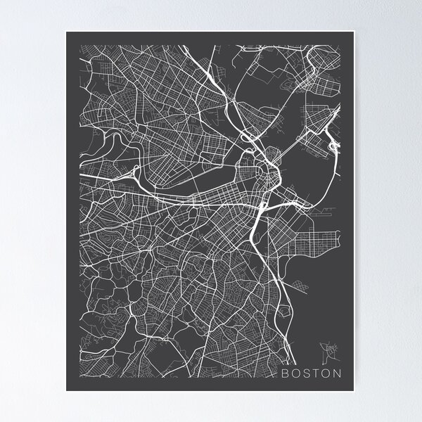 Item preview, Boston Map, USA - Gray designed and sold by MainStreetMaps.