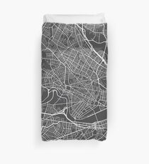 Cambridge Map, USA - Gray Duvet Cover