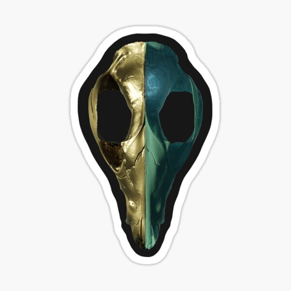 Gold and Jade Opossum Skull Sticker