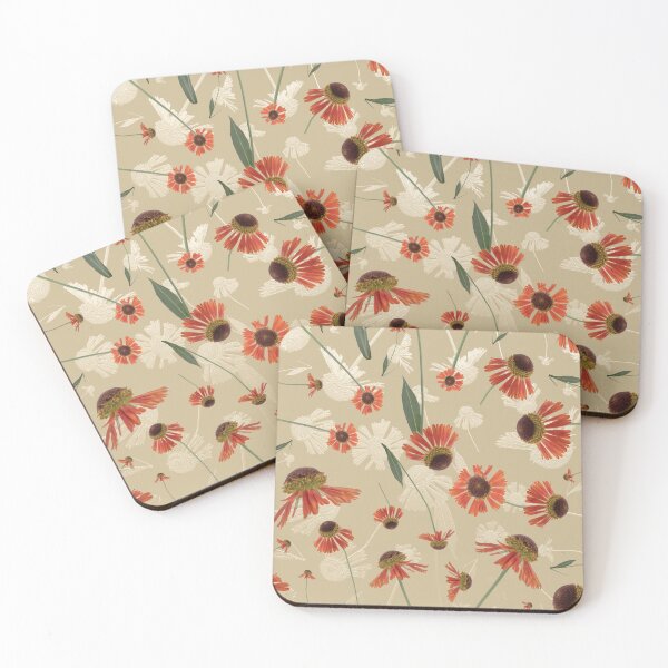 Item preview, Helenium Sneezeweed Flower Pattern in Neutral Autumn Colors designed and sold by cozycaroline.