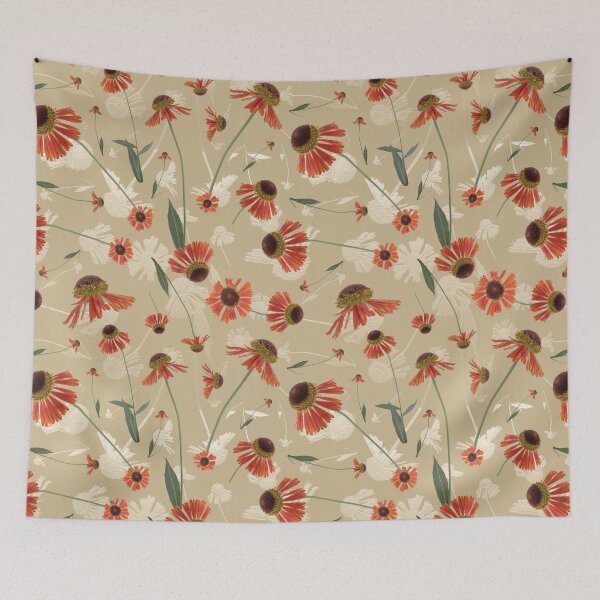 Item preview, Helenium Sneezeweed Flower Pattern in Neutral Autumn Colors designed and sold by cozycaroline.
