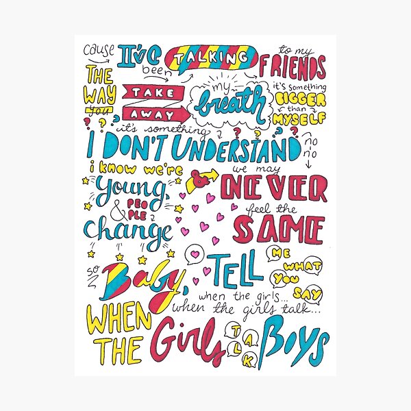 Item preview, Girls Talk Boys Lyrics designed and sold by Drawingsbymaci.