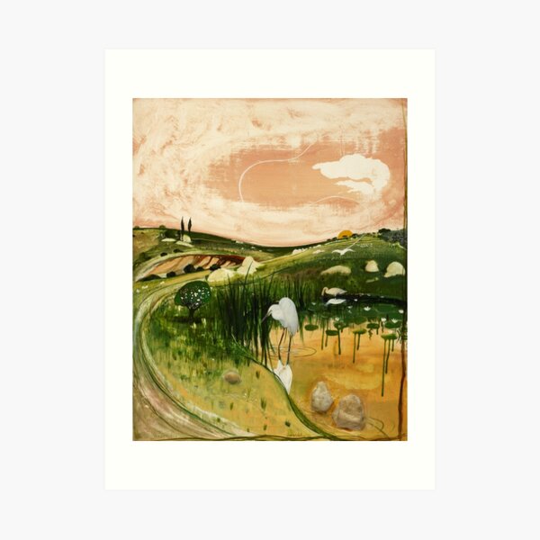 Brett Whiteley - Marulan Bird with Rocks. High quality print of the original painting. Art Print