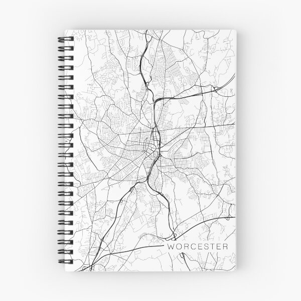 Item preview, Worcester Map, USA - Black and White designed and sold by MainStreetMaps.