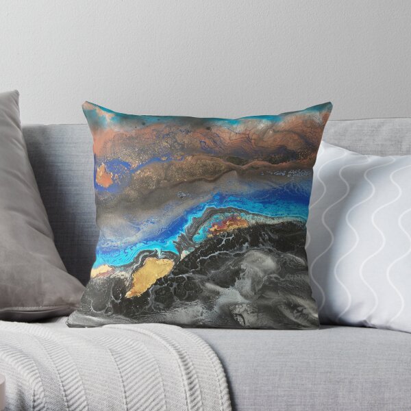 Storm Brewing spray-art painting on canvas Throw Pillow