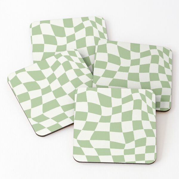 Item preview, sage green liquid warped checkered designed and sold by azaleae.